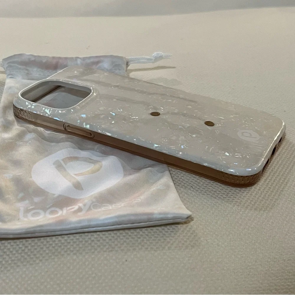 White Opal Shell Iridescent Edition iPhone 13 Pro Max Loopy Phone Case - Righty